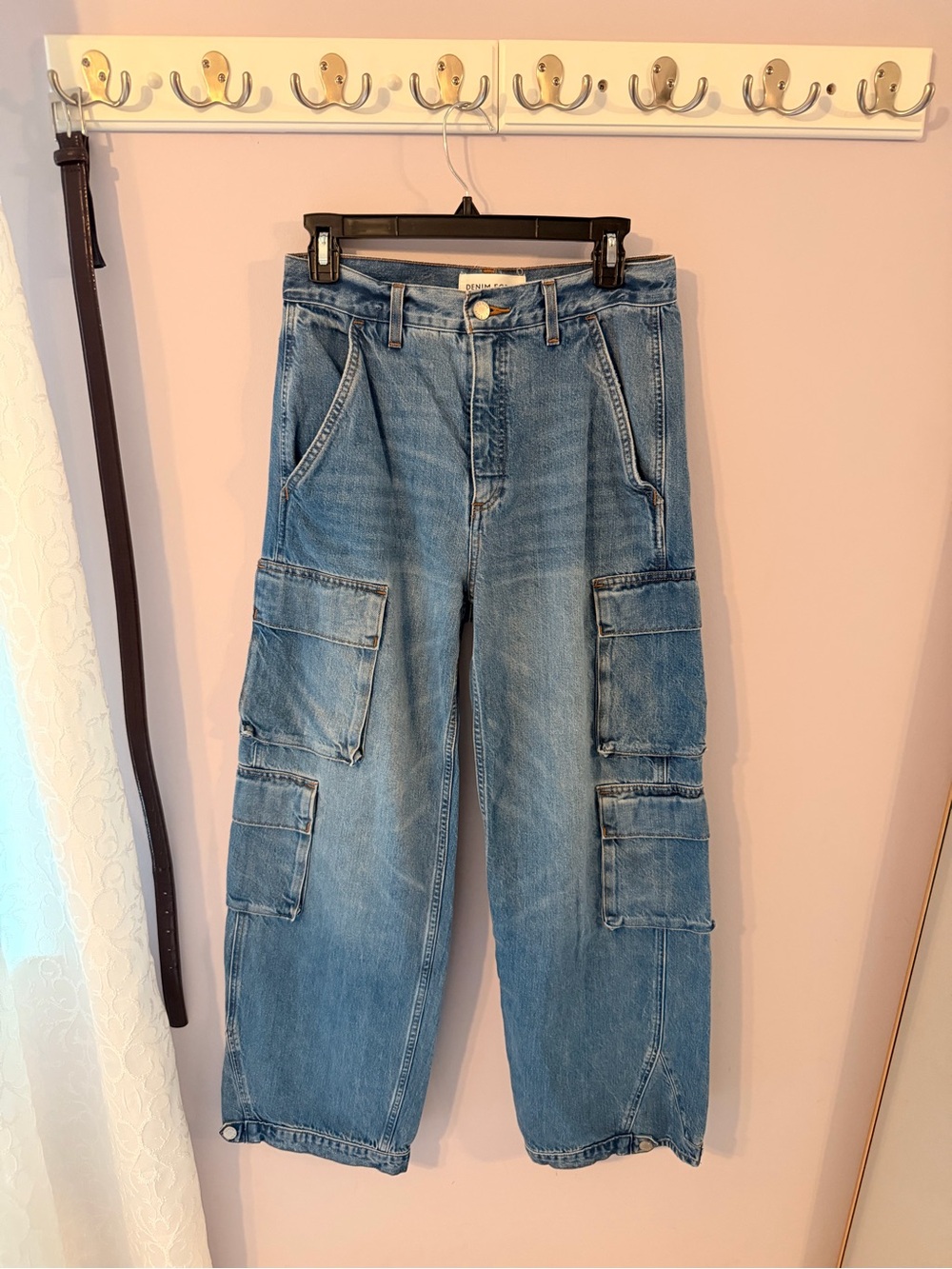 Aritzia Blue Cargo Jeans - Wide-Leg Workwear Denim